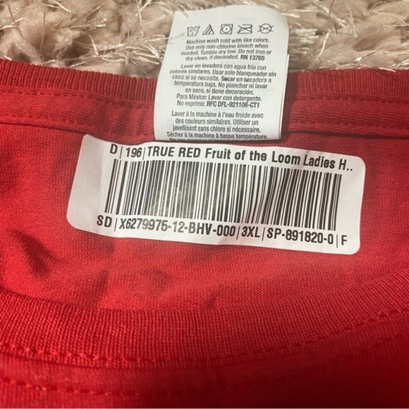Fruit Of The Loom June Girl Red T-Shirt Women’s Size 3XL - Picture 7 of 10